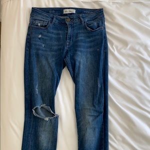 Dark Wash Ripped Skinny Jeans